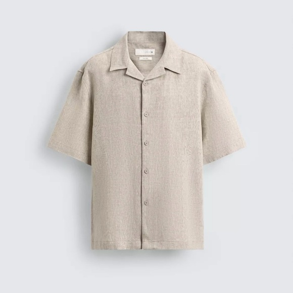 Zara Men’s 100% Linen Relaxed Fit Beige Shirt 🤎 - Picture 2 of 12
